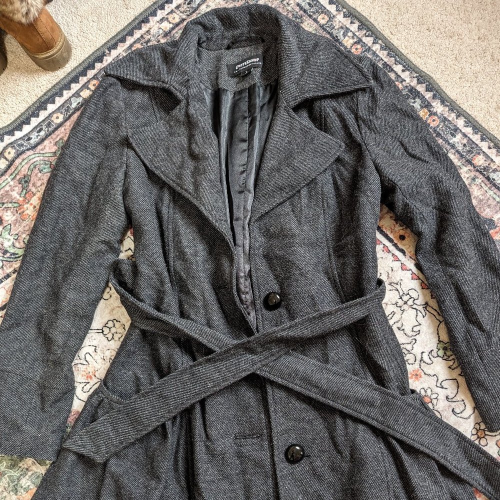 Large Coffeeshop Gray Tweed Pea Coat